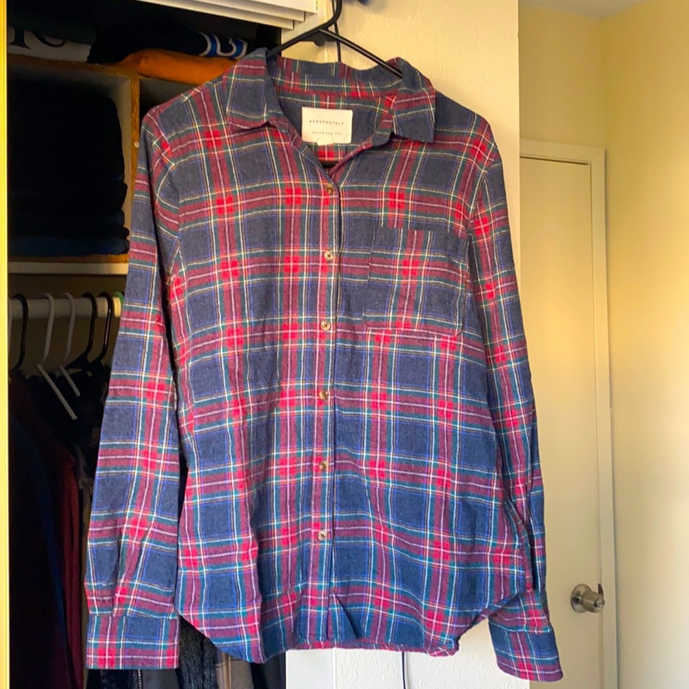 Aeropostale Blue and Red Flannel Shirt